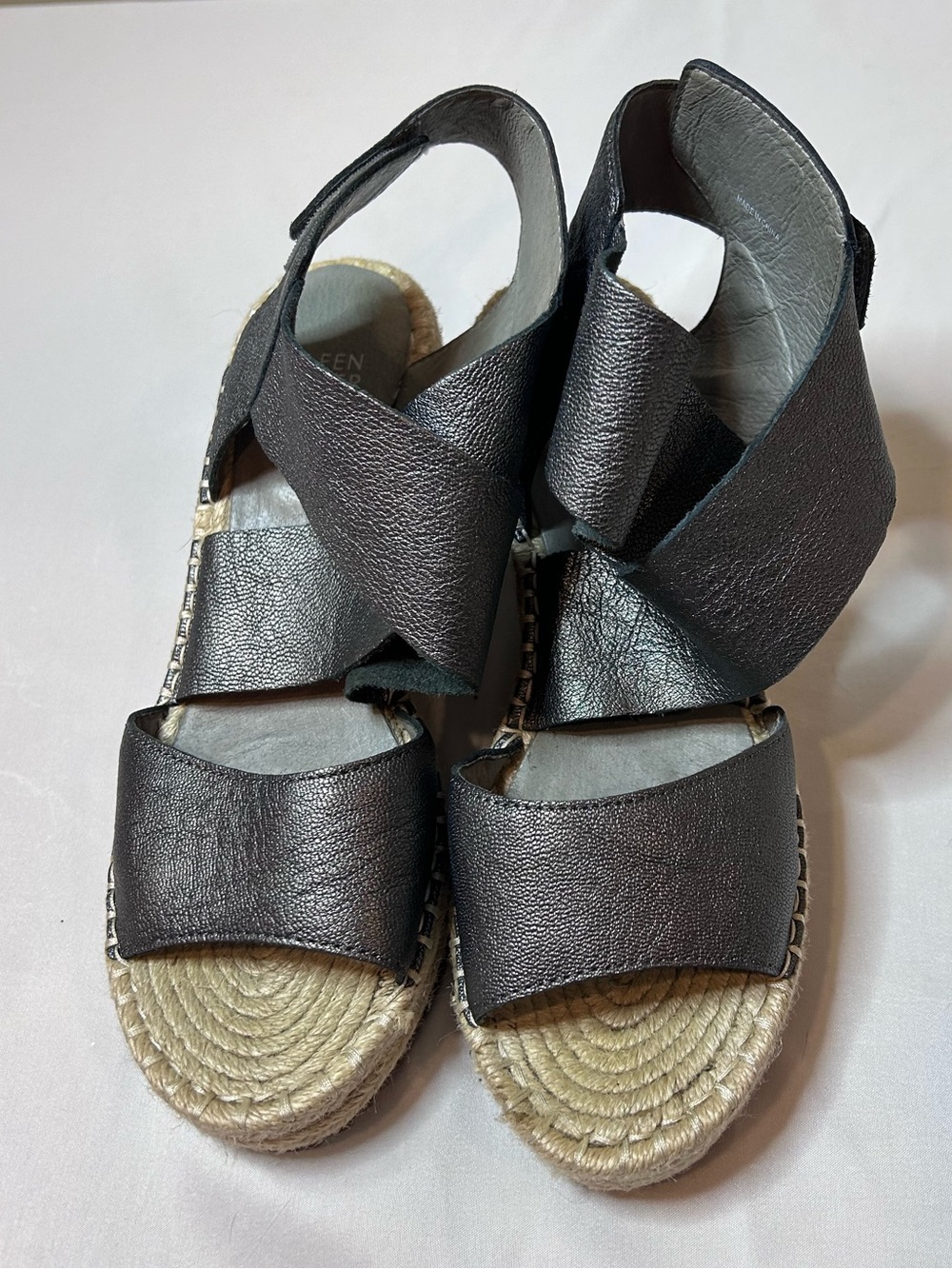 Eileen Fisher Willow Wedge Sandals Metallic Upper Jude Wrapped Platform Sole